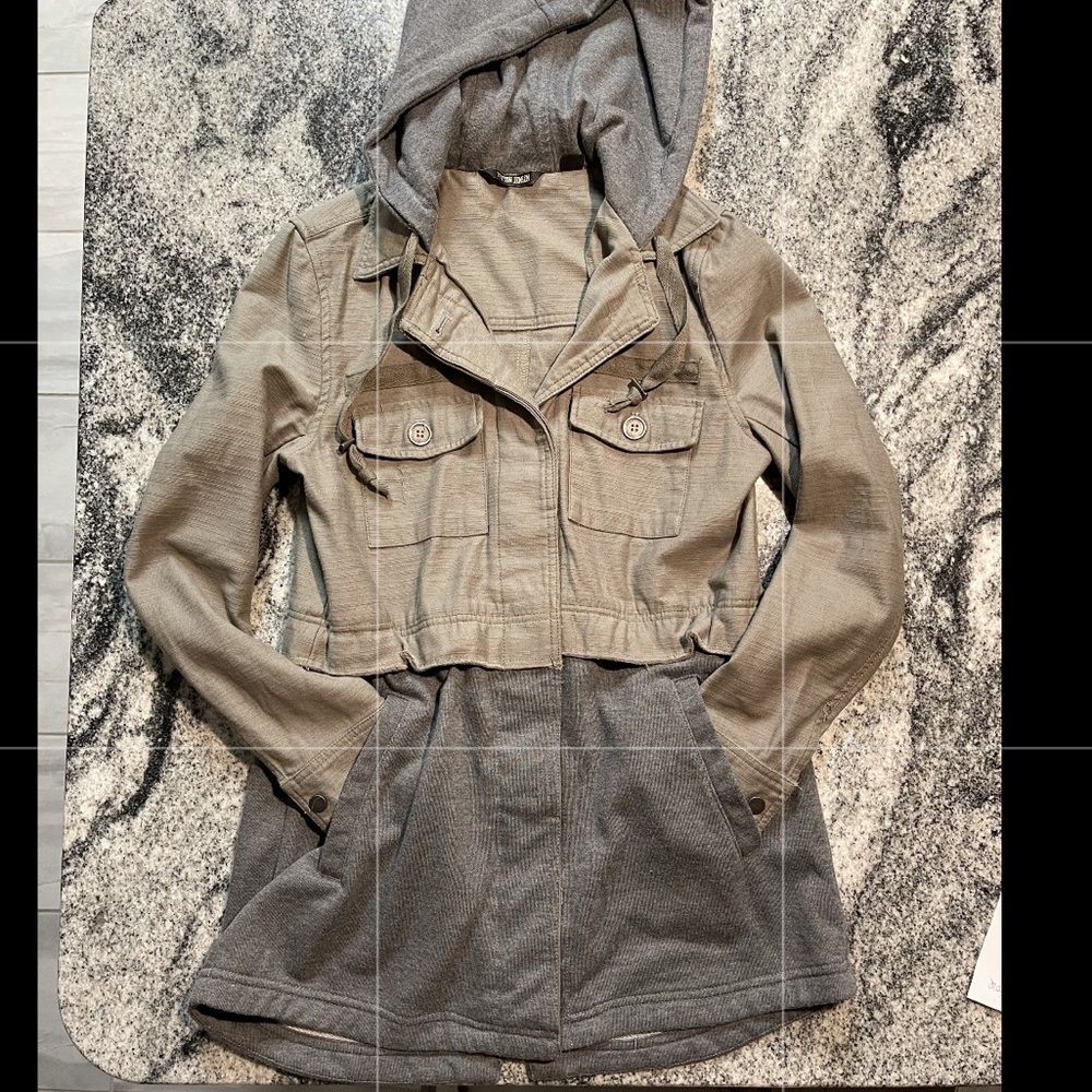 PEYTON JENSEN Olive Green Grey Utility Jacket Smal